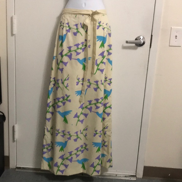 Vintage Hand Screen Printed Maxi Skirt Sz 10 - Picture 3 of 5